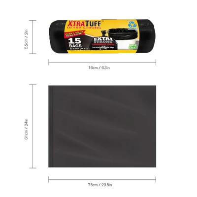 30100, XtraTuff Ultra Strong Extra Strong Tall kitchen Bags 13Gal 15CT, 191554301009