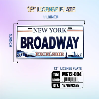 MG12-004, New York Souvenir License Plate 12"x6", 887257120046