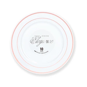 36212, Elegance Plate 6.25" White + 2 Lines Stamp Rose Gold, 191554362123