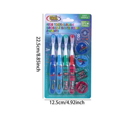 68068, Oral Fusion Kids Toothbrush & Cap 8PK Set - 3+, 191554680685