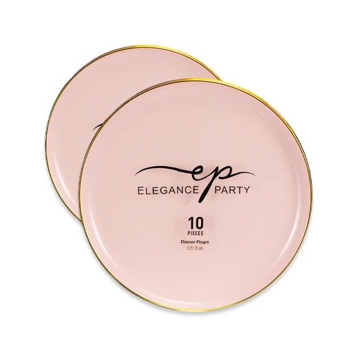 36308, Elegance Party Edge 10PK 10.25" Dinner Plate Blush+Gold, 191554363083