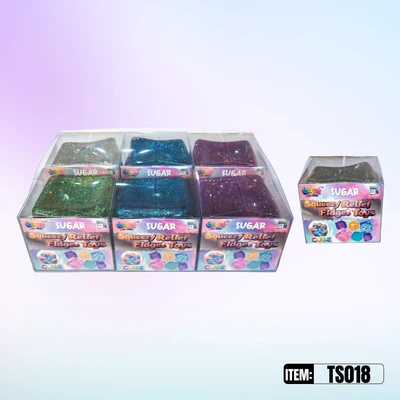 TS018, CUBE Squeezy Relief Fidget Toys Glitter 3.15“x3.15"x3.15", 887258020185