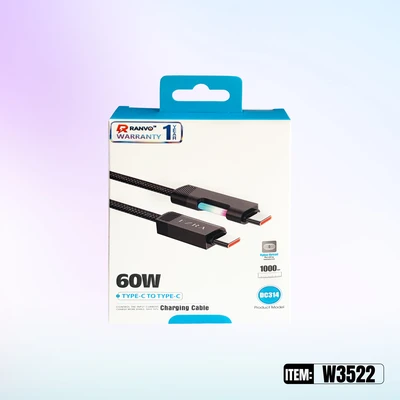 W3522, FAST CHARGING DATA CABLE 1M 60W C-C, 6918033874335