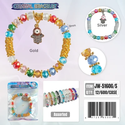 JW-5160, Crystal Bracelet Random Color, 887257850011