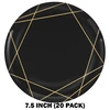 AMS-430924, Amscan Plastic Black Plate 7.5" 20-Pack Gold Trim, 192937036808