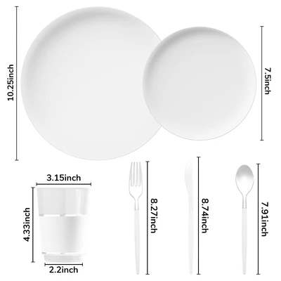 OL36453, Elegance Party Party Dinnerware Set 140pc – White/Silver