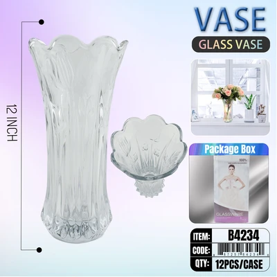 B4234, Glass Flower Vase 12", 887257642340