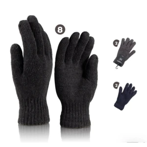 D11112, Insulated Classic Double-Layer Knit Gloves in 3 Colors, 191554111127
