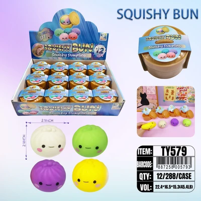 TY579, Squishy Bun 4 Colors 2.16"  12/PK, 882758005793