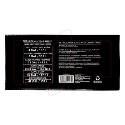 ST-30217, Drawstring Trash Bag Flex 39 Gal 70CT Black Lawn & Leaf - Scotts, 191554302174