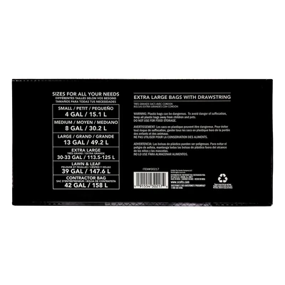 ST-30217, Drawstring Trash Bag Flex 39 Gal 70CT Black Lawn & Leaf - Scotts, 191554302174
