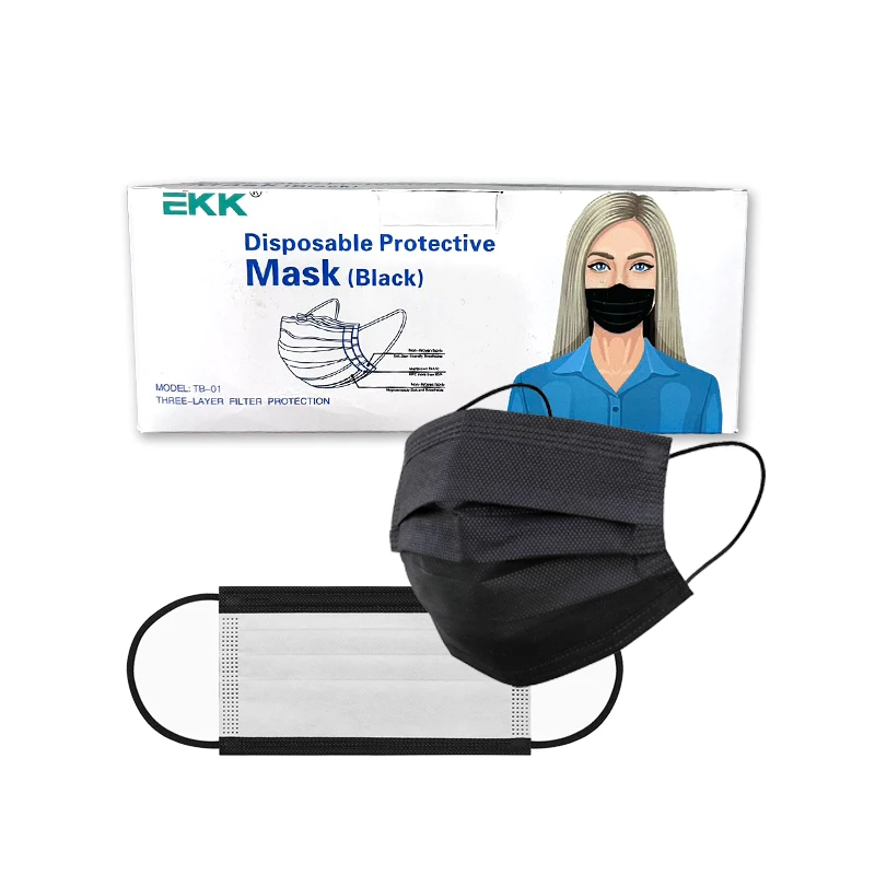 EKK Disposable Protective Mask Black 50 Count