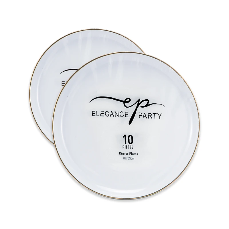 Elegance Party Edge 10PK 10.25'' Dinner Plate White+Gold