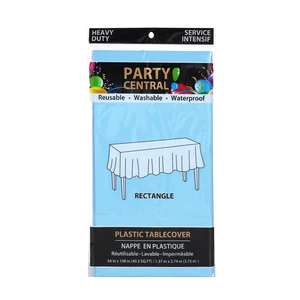 50004, Party Central Heavy Duty Rectangle Plastic Tablecover - Light Blue, 191554500044