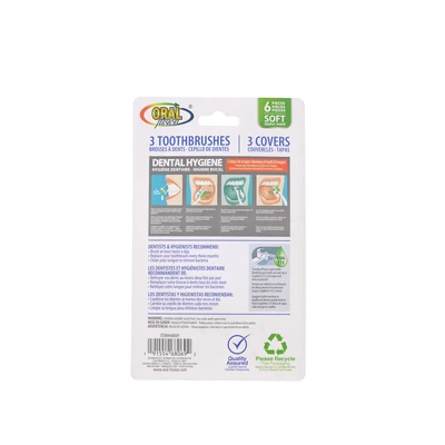 68069, Oral Fusion Toddler Toothbrush & Cap 6PK Set - 0M+, 191554680692