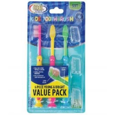 68031, Oral Fusion Toothbrush Kids 6PK w/ Suction Dots, 191554680319