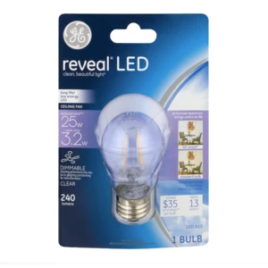 GE37298, GE Reveal LED Dimmable Bulb 25 W Clear, 043168372985