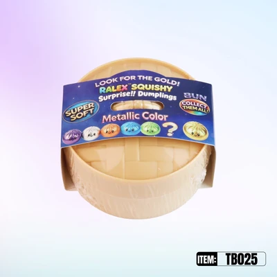TB025, Ralex Squishy Dumplings Metallic  Color Surprise Gold 3.35", 887258010254