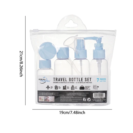 40001, Ideal Travel TSA-Compliant Travel Bottle Set 7PC with Clear Zip Bag, 191554400016