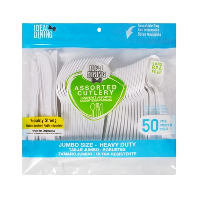 36062, Ideal Dining 50CT Plastic Cutlery Assorted Jumbo, 191554360518