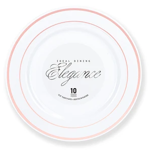 36215, Elegance Plate 10.25" White + 2 Line Stamp Rose Gold, 191554362154