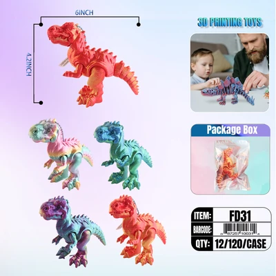 FD31, 3D Printed 6" Dinosaur, 887257100314
