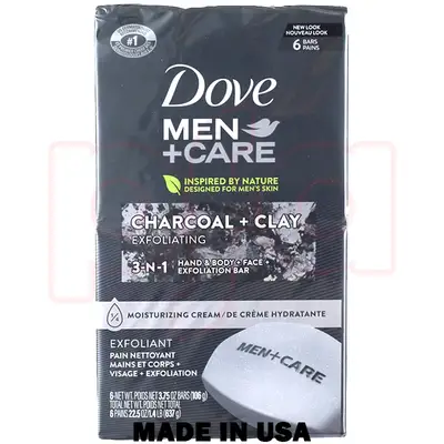 DS6-MCH, Dove Soap USA 3.75oz 6-Pack Men Charcoal + Clay #00594, 011111005947