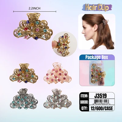 J3519, Hair Clip 2″ Inch with Diamond Assorted, 887257835193