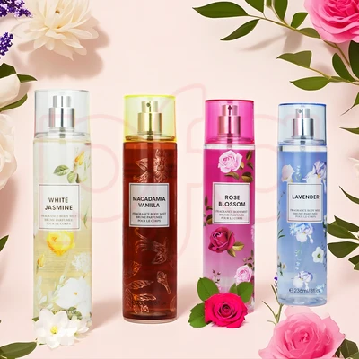 88818, Women's Body Mist Display 8 oz/ 236 ml Love Of Fruits, 4 Scents Lavender/Macadamia Vanilla/Rose Blossom/White Jasmine - United Scents, 191554886322