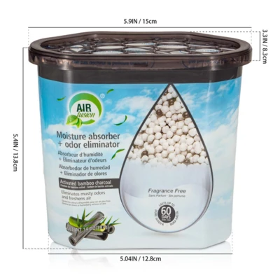 60153, Air Fusion Moisture Absorber & Odor Eliminator 14oz – Activated Bamboo Charcoal, 191554601536