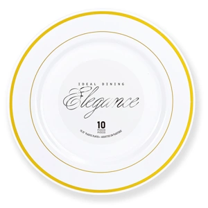 36209, Elegance Plate 10.25" White + 2 Line Stamp Gold, 191554362093