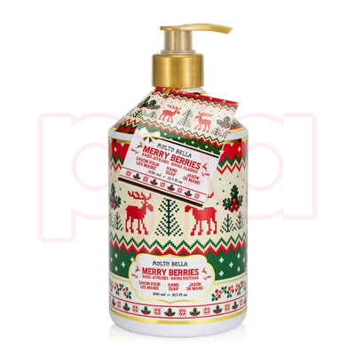 60644, Molto Bella Hand Soap  21.3 FL OZ Holiday Biege Raindeer Merry berries, 191554606449