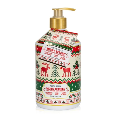 60644, Molto Bella Hand Soap  21.3 FL OZ Holiday Biege Raindeer Merry berries, 191554606449