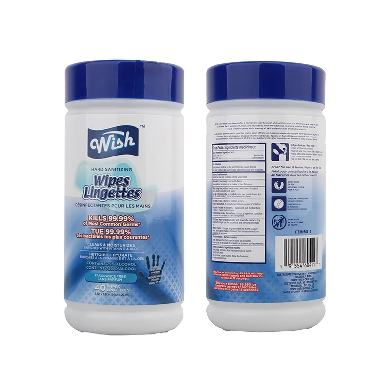 Wish Hand Sanitizing Wipes Can 40CT Blue