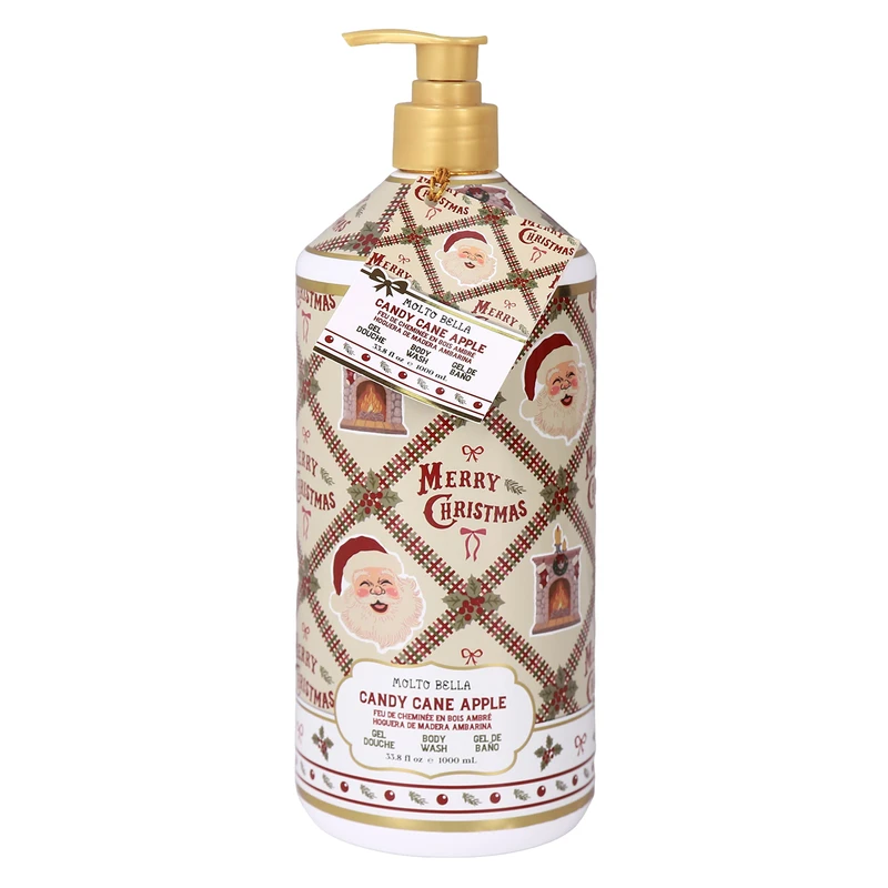 Molto Bella Body Wash 33.8oz/1000ml Holiday Candy cane Apple