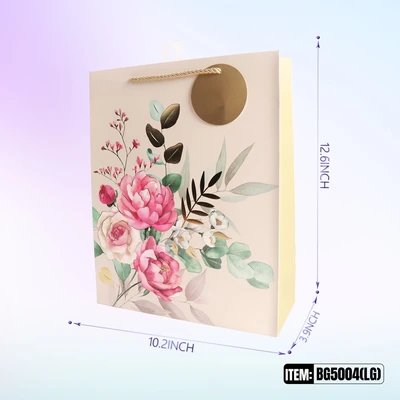 BG5004-LG, General Gift Bags  LG.Assorted x4  10.2"x3.9"x12.6", 887257150111