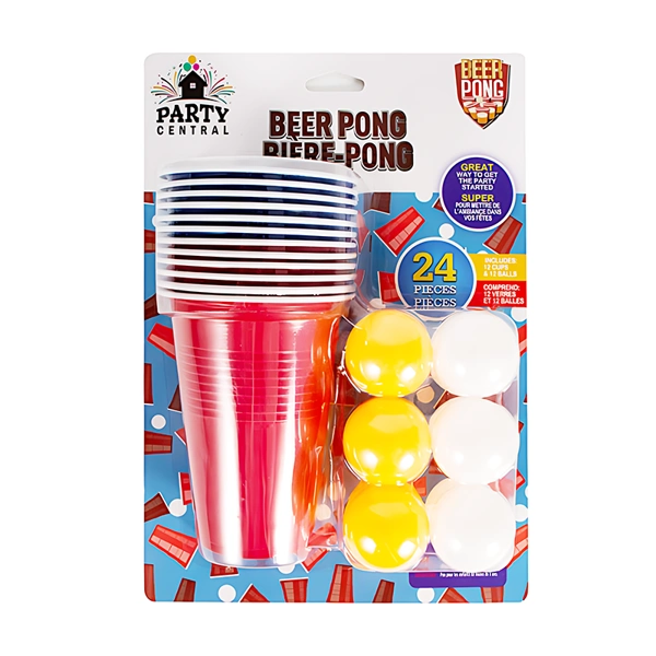 84092, Party Central Recreational Ping Pong Balls & Cups 24pk 12+12, 191554840928