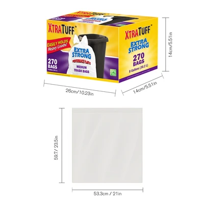30164, XtraTuff Extra Strong Medium White Trash Bags 8Gal 270CT, 191554301641
