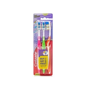 CTB-ZZ3, Colgate Toothbrush Zig Zag Plus 3PK Medium, 8901314118936