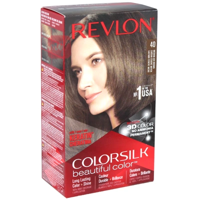 CS40, Revlon ColorSilk Hair Color #40 Medium Ash Brown, 309978695400