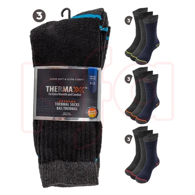 12322, Thermaxxx Thermal Socks 3PK Neon Lines, 191554123229