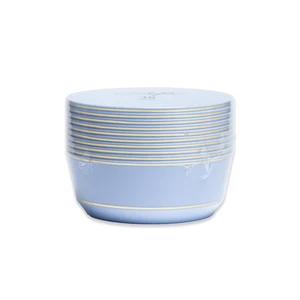 36300, Elegance Party 10PK 14oz Soup Bowl  Ice Blue+Gold, 191554363007