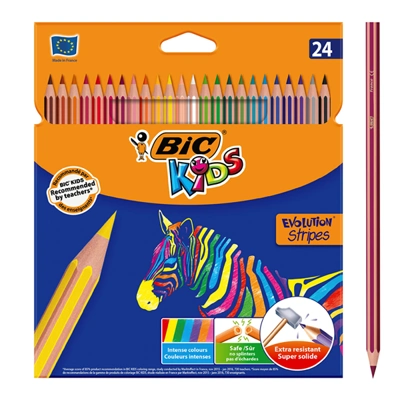 BIC950525, BIC Coloring Pencil Evolution Stripes 24PK, 3086123499133