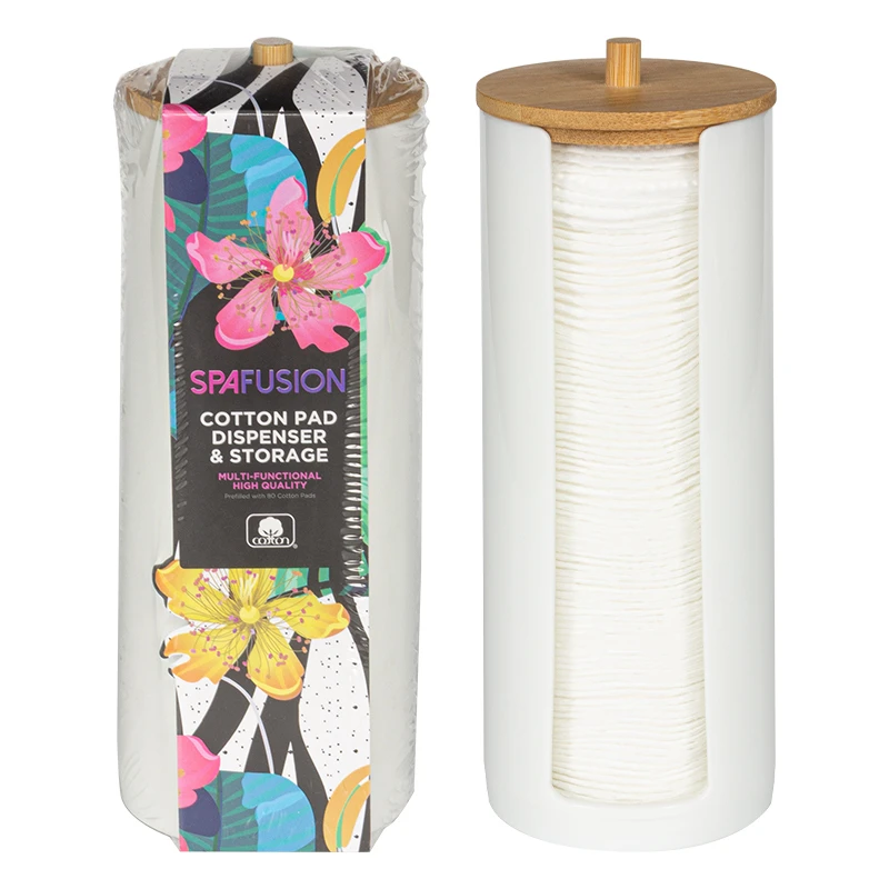 Spa Fusion 80CT Round Cotton Pads with Vanity Organizer