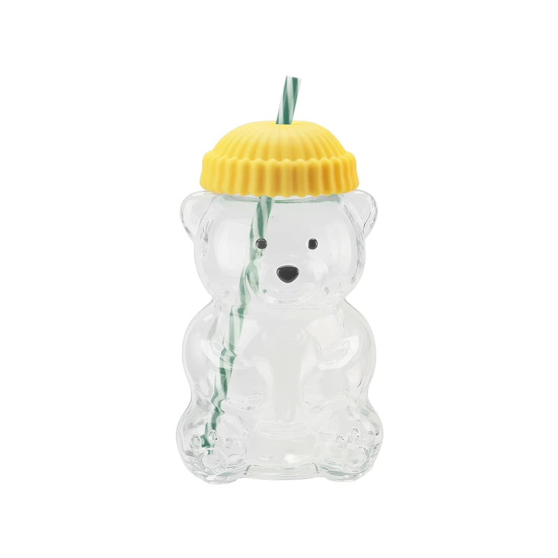 Splash Bear Mason Jar Glass with Yellow Cap 580ml