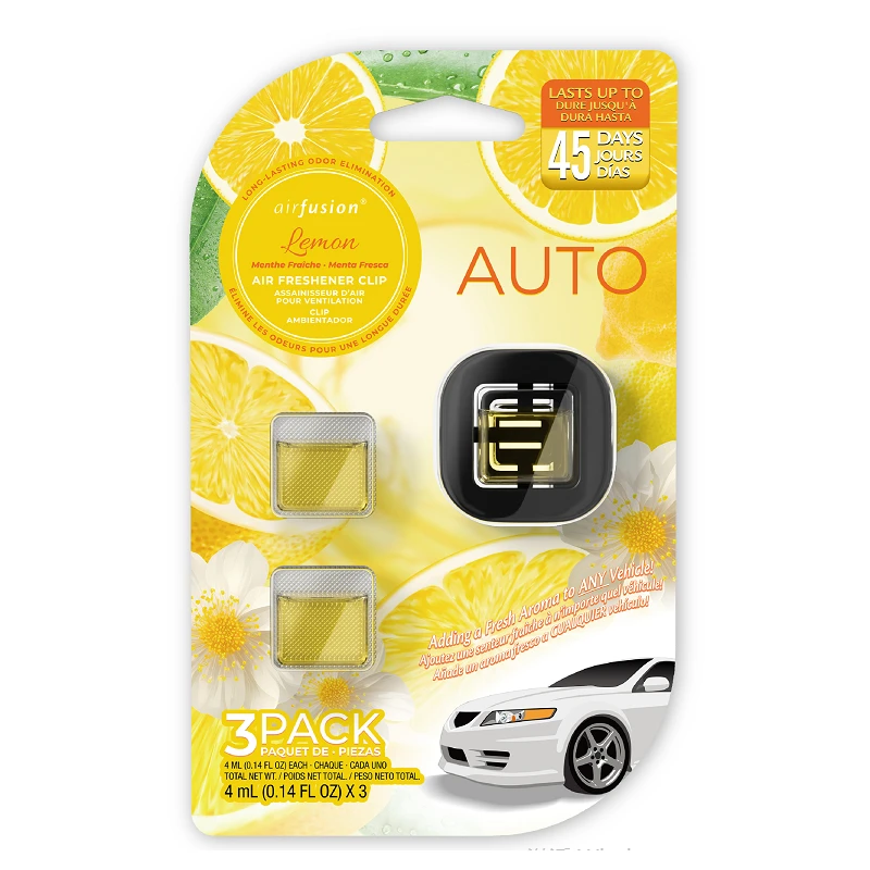 Air Freshener car air freshenerr 1+2 refill With Single side blister card Lemon