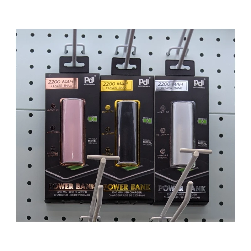 2200 mAH Pre-Charged Portable Power Bank - Metallic Finish - Asst Colors