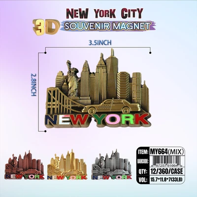MY664, New York Souvenir M. Metal Magnet, 887257916649