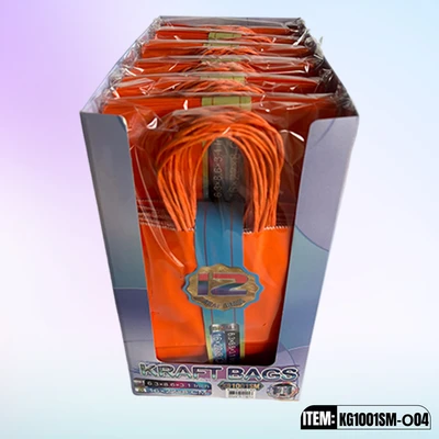 KG1001SM-O04, Kraft Bags SM. Orange 8.6"x6.3"x3.1", 887258100047