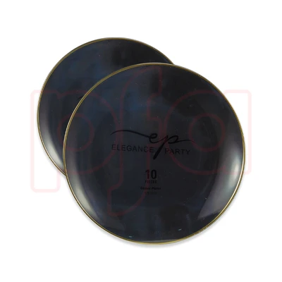 36265, EP Curve 10PK 10.25" Dinner Plate Black+Gold, 191554362659